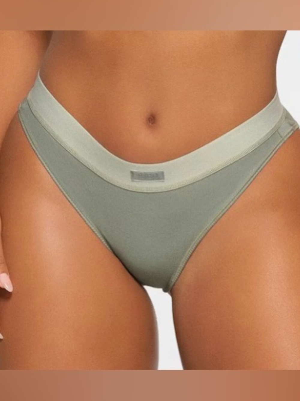 NWT - Skims - Olive High-Waist Cotton Rib Brief Panty - Woman's XXS